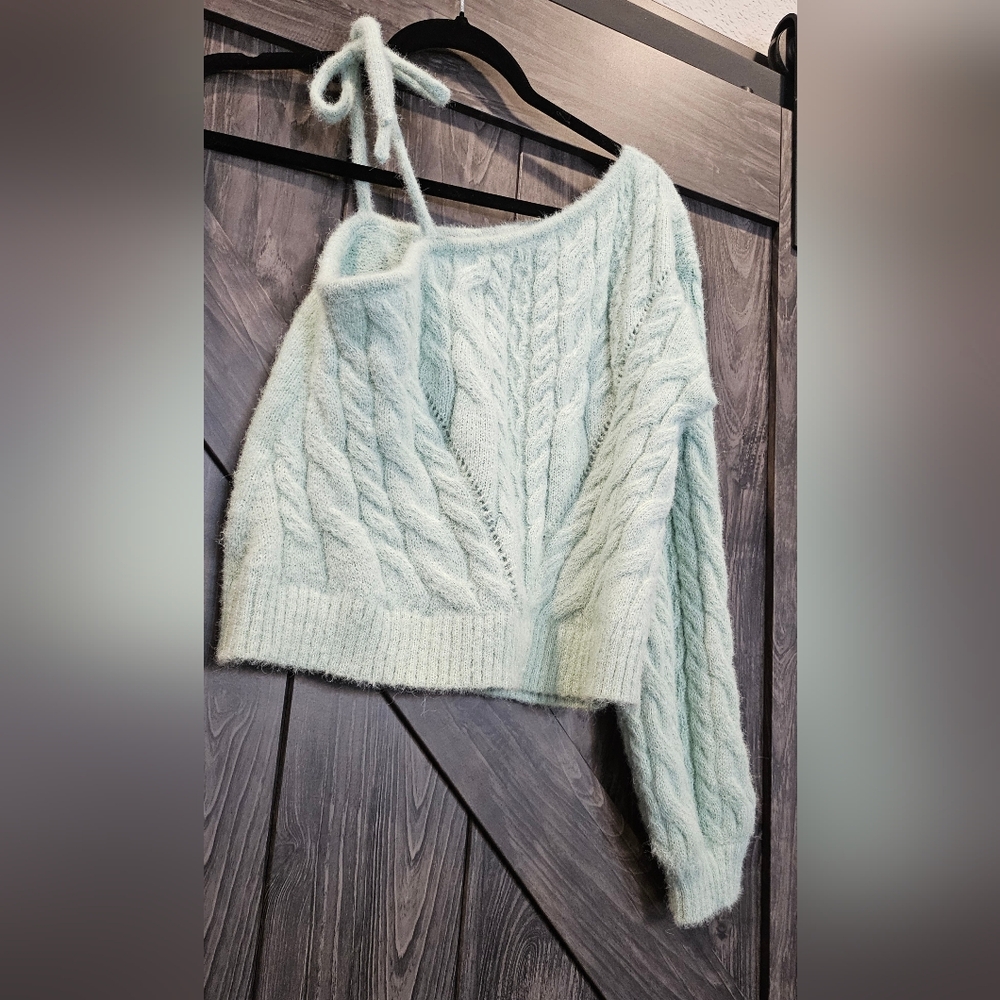 Wild Fable Off-Shoulder Sweater - Mint Green